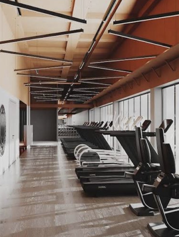 Sala de máquinas cardio con ventanales en Santiago