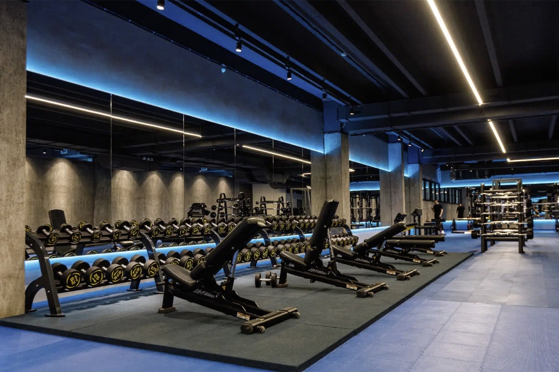 Zona de musculación premium del gimnasio Vértice Fitness en Las Condes, Santiago